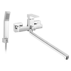 ZICCO BATERIA WANNOWA Z WYLEWKĄ 350MM Z ZESTAWEM NATRYSKOWYM, CHROM