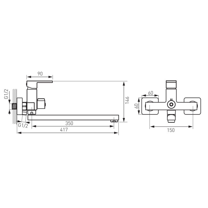 ZICCO BATERIA WANNOWA Z WYLEWKĄ 350MM Z ZESTAWEM NATRYSKOWYM, CHROM