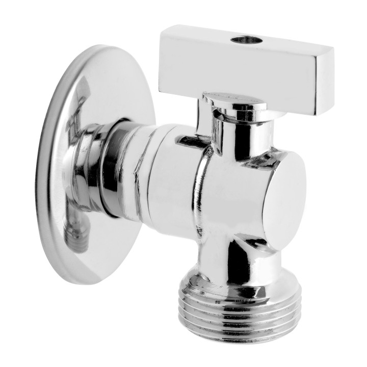 ZAWÓR KULOWY KĄTOWY Z METALOWYM UCHWYTEM Z ROZETĄ, Z ZAWOREM ZWROTNYM 1-2"X3-4"