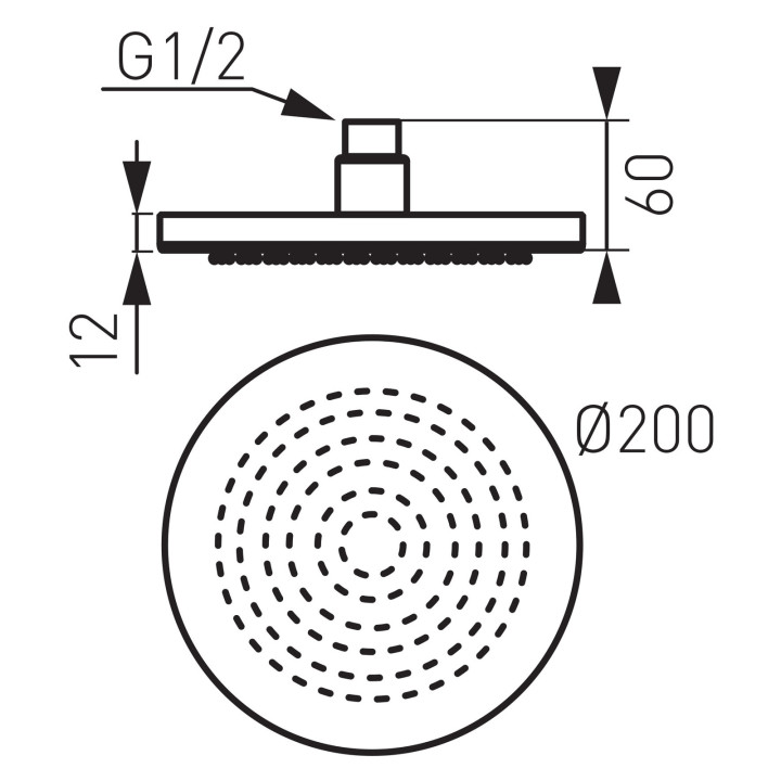 FERRO RONDO DESZCZOWNICA 20CM CHROM EASY CLEAN PRZEGUB KULOWY