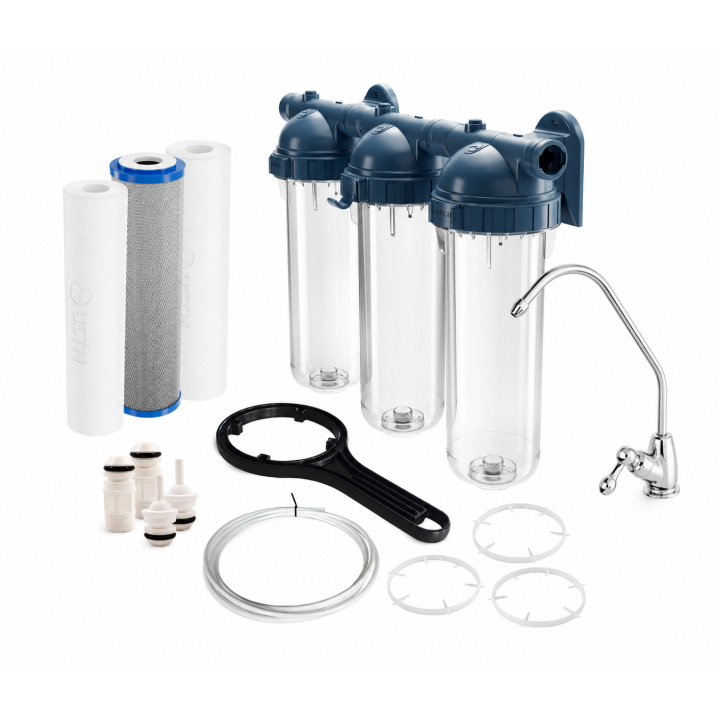 ZESTAW FILTRÓW DO WODY Z KORPUSEM PODZLEWOZMYWAKOWY 1" AQUA 3 USTM WFU EMI