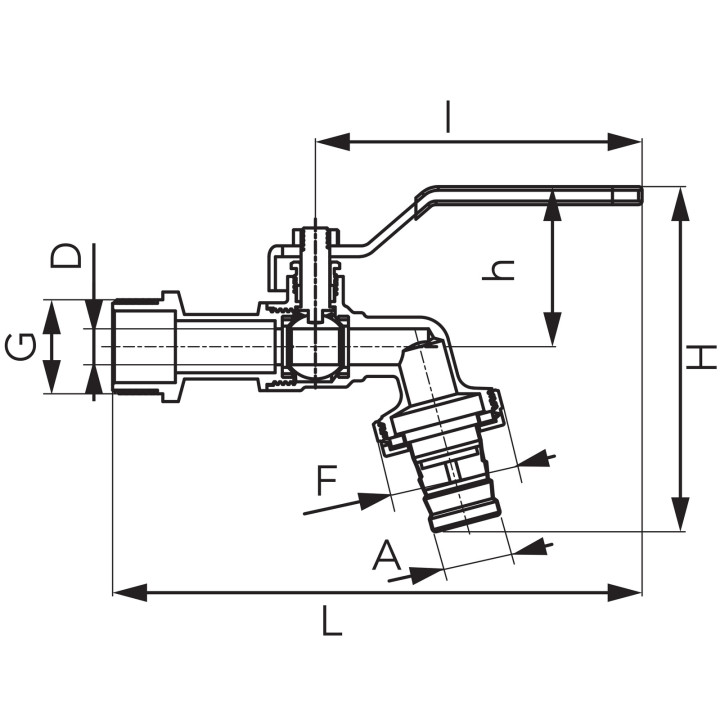 ZAWÓR KULOWY CZERPALNY Z METALOWĄ ZŁĄCZKĄ, 3-8", F-COMFORT