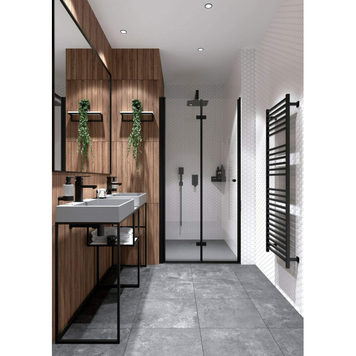 BRODZIK GRANITOWY KWADRATOWY 90X90 CM SZARY METALIK KQR S41B