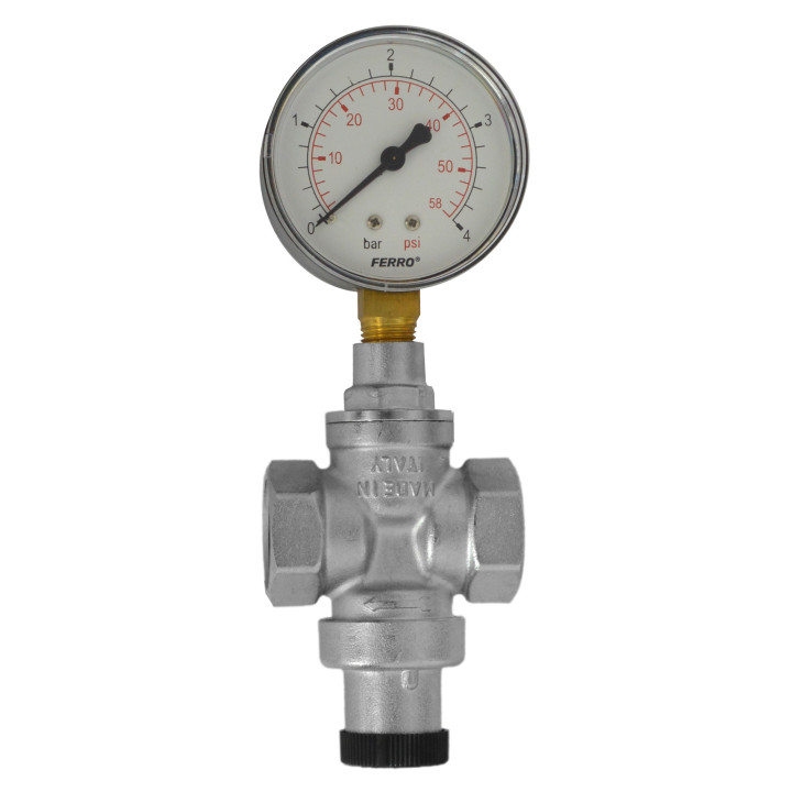 REDUKTOR CIŚNIENIA 1-2" PN16 1-4 BAR Z MANOMETREM