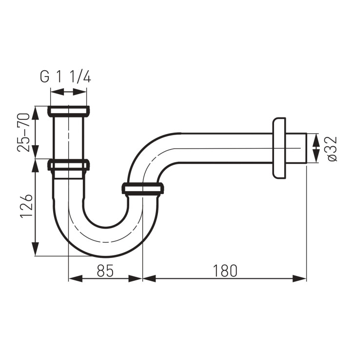 SYFON RUROWY 5/4", CHROM