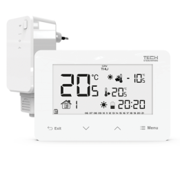 BEZPRZEWODOWY REGULATOR POKOJOWY DWUSTANOWY (PANEL PRZEDNI ZE SZKŁA) ST-293 v2 BIAŁY
