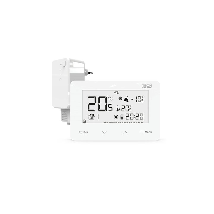 BEZPRZEWODOWY REGULATOR POKOJOWY DWUSTANOWY (PANEL PRZEDNI ZE SZKŁA) ST-293 v2 BIAŁY