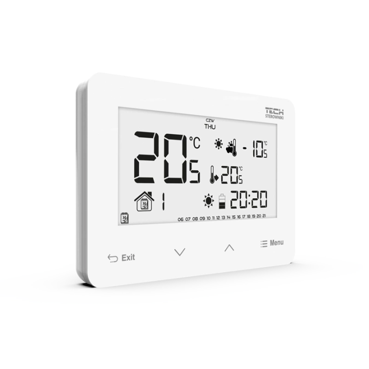BEZPRZEWODOWY REGULATOR POKOJOWY DWUSTANOWY (PANEL PRZEDNI ZE SZKŁA) ST-293 v2 BIAŁY