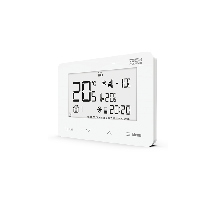 BEZPRZEWODOWY REGULATOR POKOJOWY DWUSTANOWY (PANEL PRZEDNI ZE SZKŁA) ST-293 v2 BIAŁY