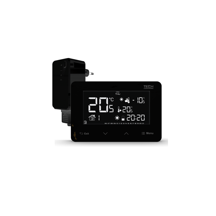BEZPRZEWODOWY REGULATOR POKOJOWY DWUSTANOWY(PANEL PRZEDNI ZE SZKŁA) ST-293 v2 CZARNY