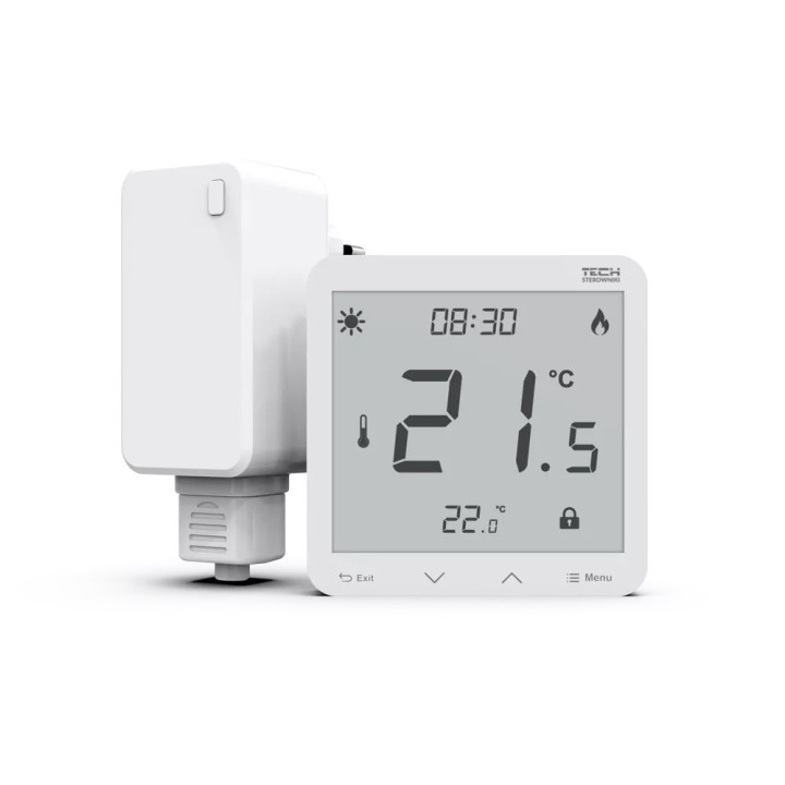 BEZPRZEWODOWY ZASILANY 230V REGULATOR POKOJOWY DWUSTANOWY (PANEL PRZEDNI ZE SZKŁA) ST-297Z v2 BIAŁY