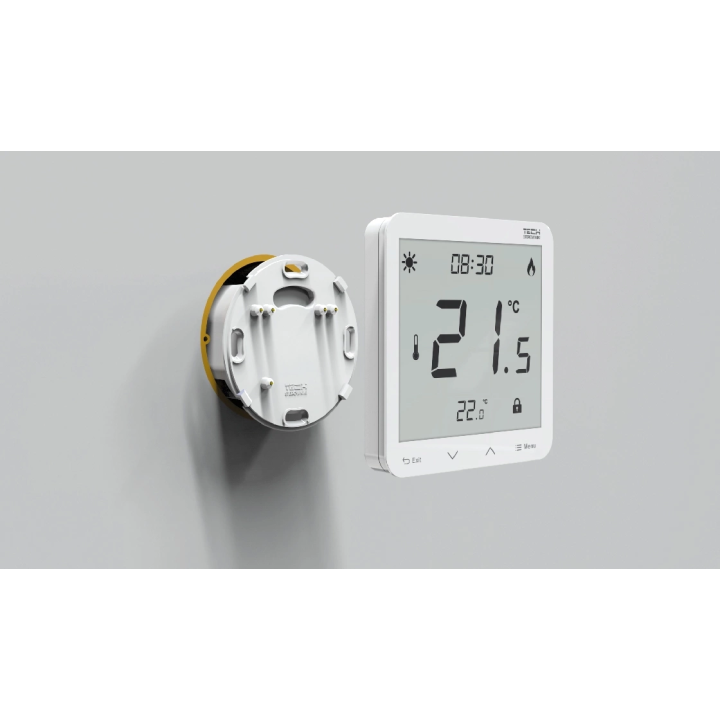 BEZPRZEWODOWY ZASILANY 230V REGULATOR POKOJOWY DWUSTANOWY (PANEL PRZEDNI ZE SZKŁA) ST-297Z v2 BIAŁY