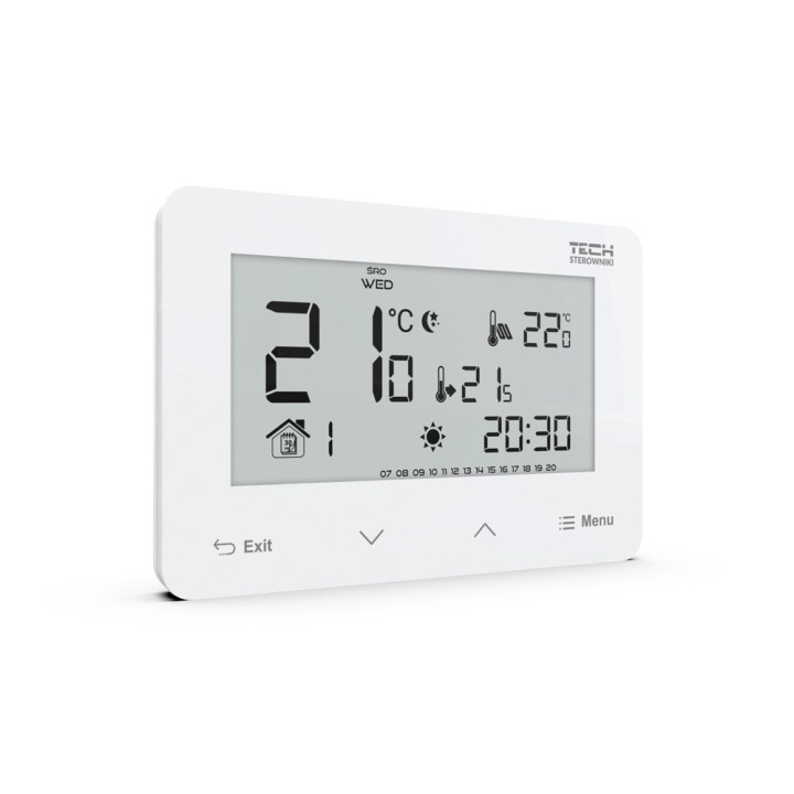 PRZEWODOWY ZASILANY 230V REGULATOR POKOJOWY DWUSTANOWY (PANEL PRZEDNI ZE SZKŁA) ST-293Z v3 BIAŁY