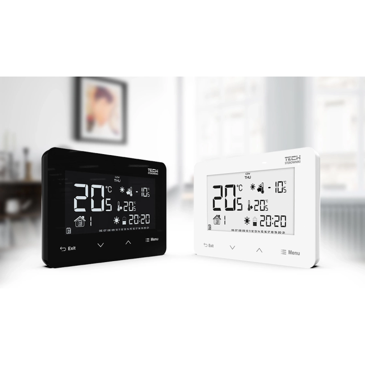 PRZEWODOWY ZASILANY 230V REGULATOR POKOJOWY DWUSTANOWY (PANEL PRZEDNI ZE SZKŁA) ST-293Z v3 BIAŁY