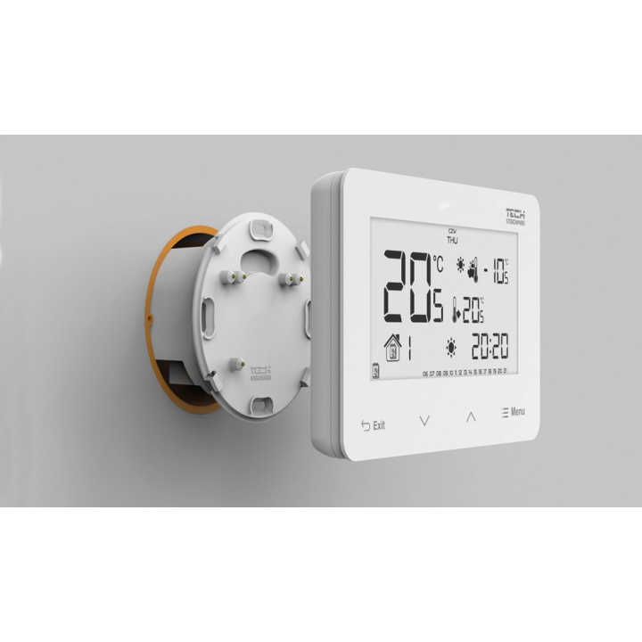 PRZEWODOWY ZASILANY 230V REGULATOR POKOJOWY DWUSTANOWY (PANEL PRZEDNI ZE SZKŁA) ST-293Z v3 BIAŁY