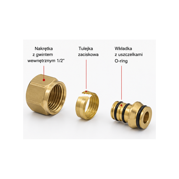 Złączka zaciskowa 1-2" do rur wielowarstwowych 16x2 mm ZL15PEXAL (kpl. 2 szt.)