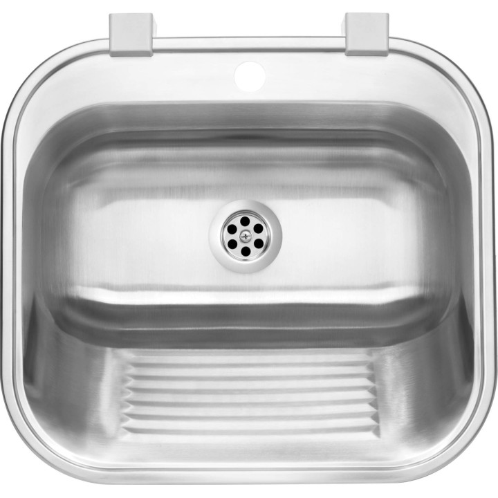 ZLEWOZMYWAK GOSPODARCZY 1-KOMOROWY - WPUSZCZANY LUB MOCOWANY DO ŚCIANY SATYNA STAL ZYK 010B
