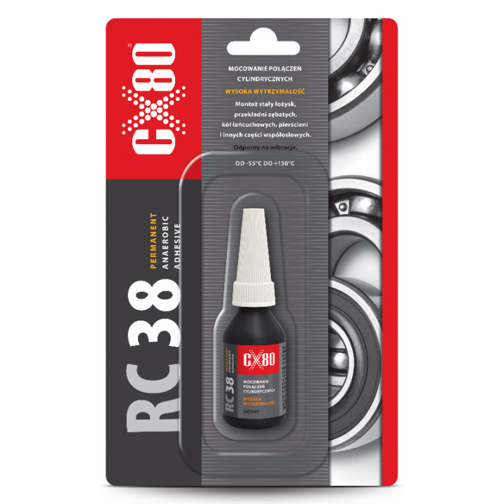 CX80 RC38 KLEJ ANAEROBOWY 10ML - MOCOWANIE ŁOŻYSK I PIERŚCIENI PRO