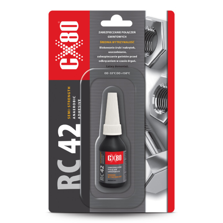 CX80 RC42 10ML - KLEJ ANAEROBOWY DO GWINTÓW, ŚREDNIA SIŁA ŁĄCZENIA GWINTÓW