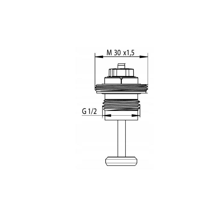 ZAWÓR TERMOSTATYCZNY DO ROZDZIELACZA M30X1.5 + NYPEL 1/2X3/4" WKŁADKA
