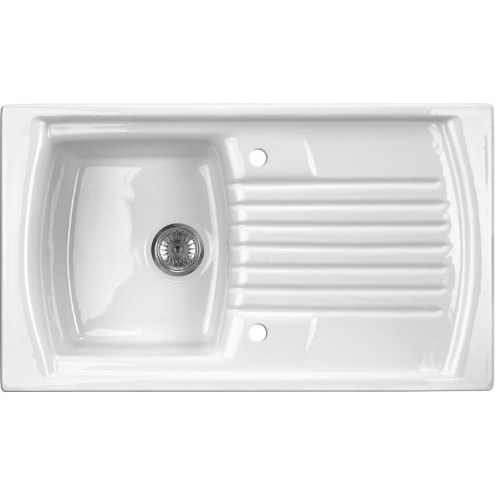 Zlewozmywak ceramiczny 1-komorowy z ociekaczem biały stal ZCL 611N