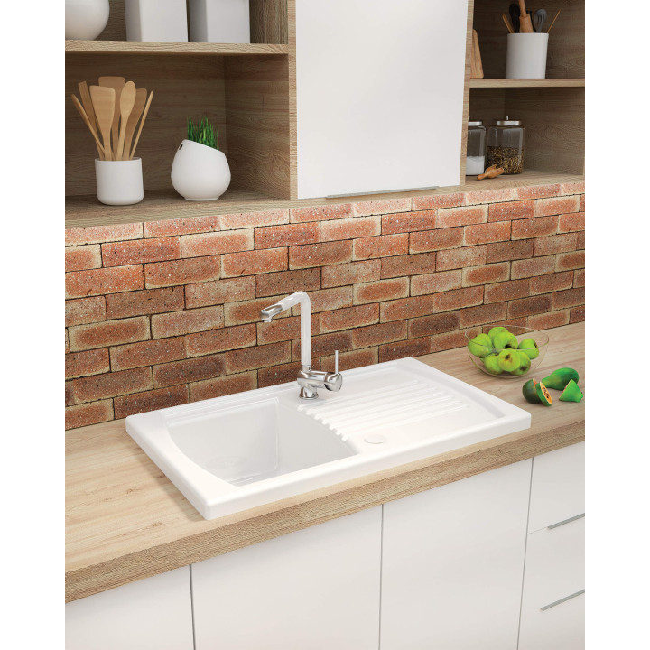 Zlewozmywak ceramiczny 1-komorowy z ociekaczem biały stal ZCL 611N