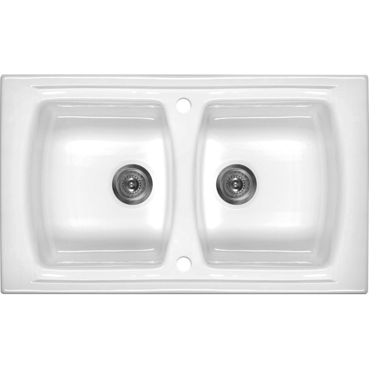Zlewozmywak ceramiczny 2-komorowy biały stal ZCL 620N