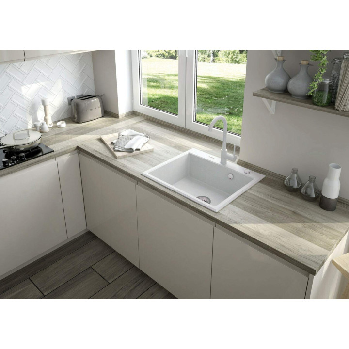 Zlewozmywak granitowy 1-komorowy alabaster stal ZQN A103