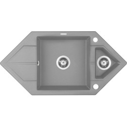 Zlewozmywak granitowy 1.5-komorowy z ociekaczem - Space-Saver szary metalik stal ZQP S653