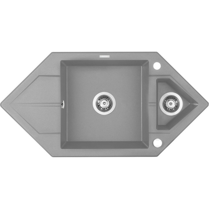 Zlewozmywak granitowy 1.5-komorowy z ociekaczem - Space-Saver szary metalik stal ZQP S653