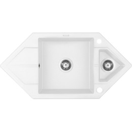Zlewozmywak granitowy 1.5-komorowy z ociekaczem - Space-Saver alabaster stal ZQP A653