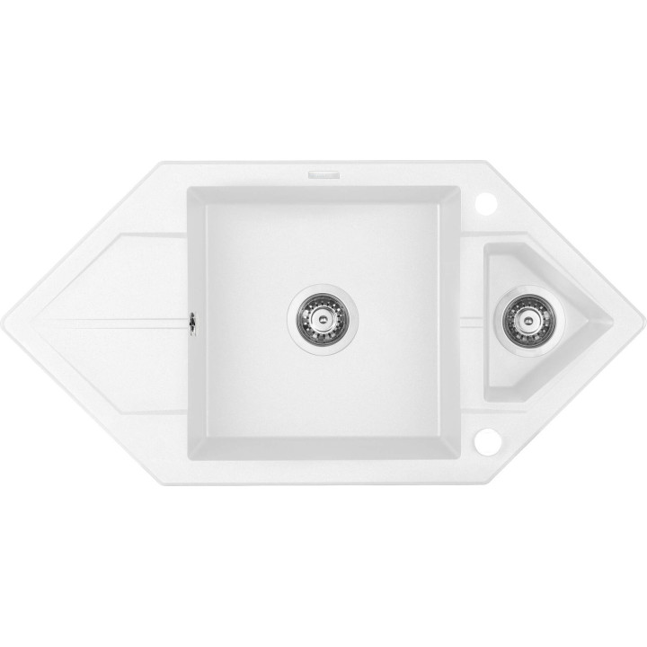 Zlewozmywak granitowy 1.5-komorowy z ociekaczem - Space-Saver alabaster stal ZQP A653