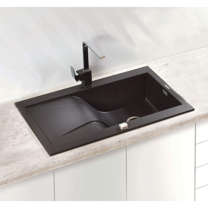 Zlewozmywak granitowy 1-komorowy z ociekaczem alabaster stal ZQR A113