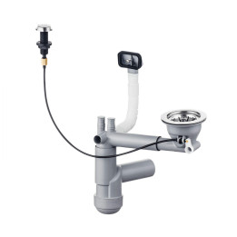 Syfon do zlewozmywaka stalowego 1-komorowego - Space-Saver stal ZXY 9913
