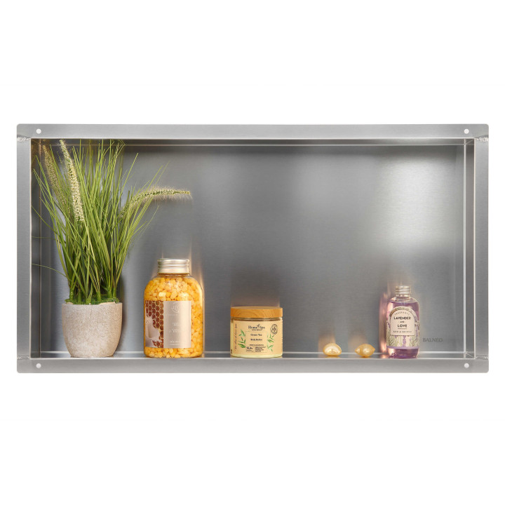 WALL-BOX NO RIM - Półka wnękowa bezramkowa INOX 60x30x7 cm