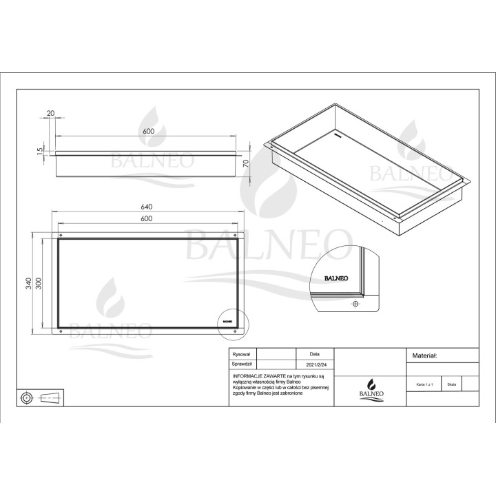 WALL-BOX No Rim White - Półka wnękowa bezramkowa biała 60x30x7 cm
