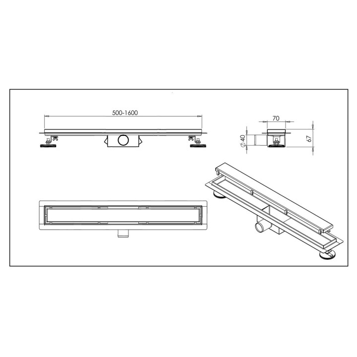 Duplex Standard 2w1 Odpływ liniowy 60 cm dwustronny chrom