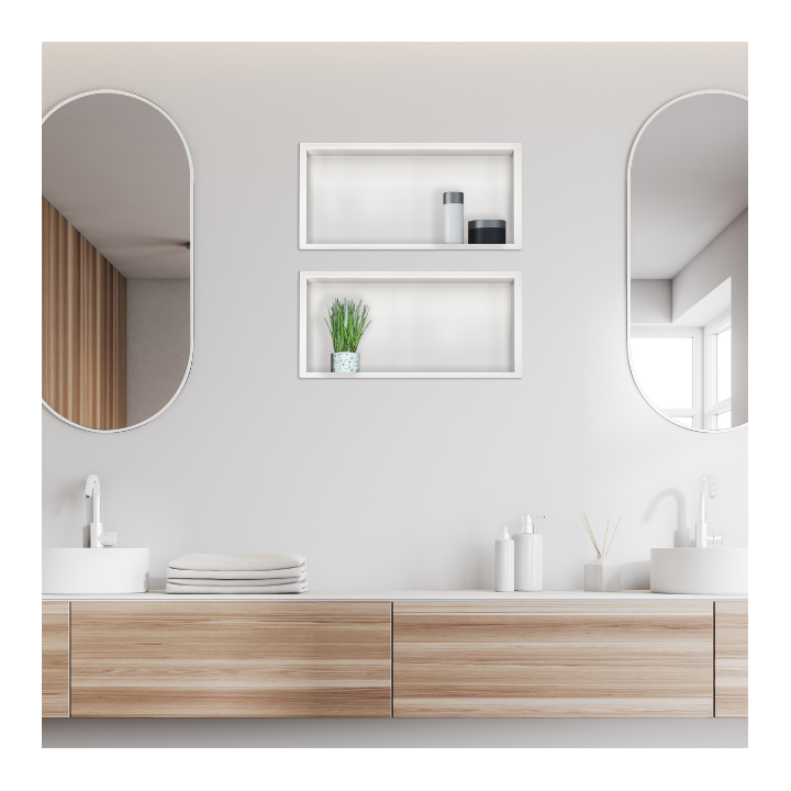 WALL-BOX ONE White Półka wnękowa ze stali nierdzewnej biała 45x20x10 cm