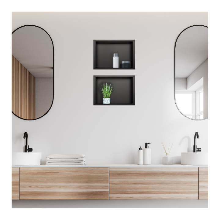 WALL-BOX ONE Black Półka wnękowa ze stali nierdzewnej czarna 30x20x10 cm