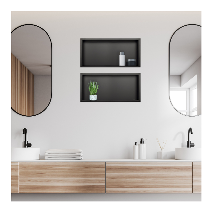 WALL-BOX ONE Black Półka wnękowa ze stali nierdzewnej czarna 45x20x10 cm