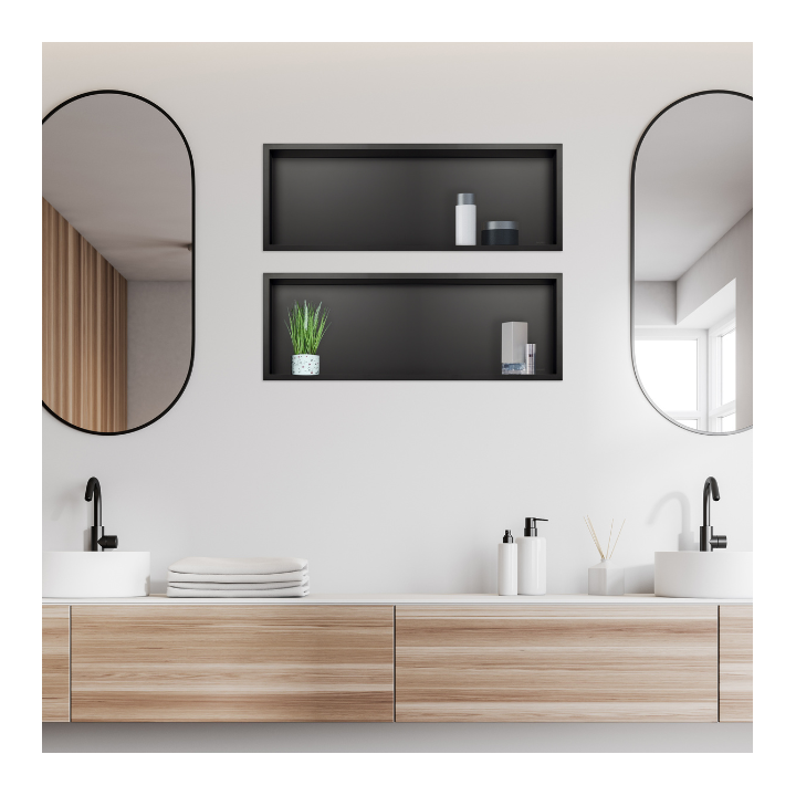 WALL-BOX ONE Black Półka wnękowa ze stali nierdzewnej czarna 60x20x10 cm