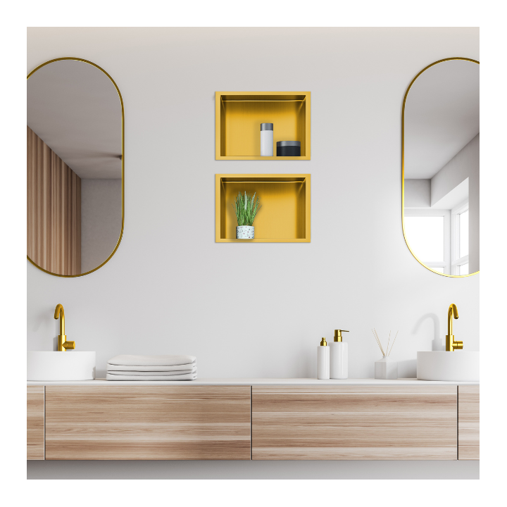 WALL-BOX ONE Gold Półka wnękowa ze stali nierdzewnej złota 30x20x10 cm