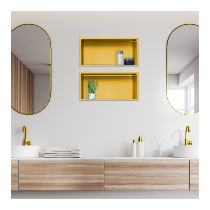 WALL-BOX ONE Gold Półka wnękowa ze stali nierdzewnej złota 45x20x10 cm