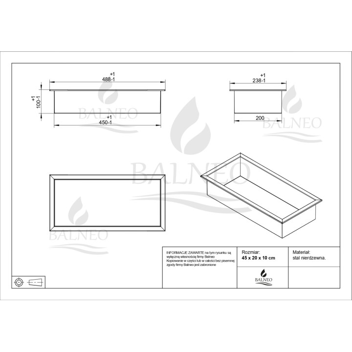 WALL-BOX ONE Gold Półka wnękowa ze stali nierdzewnej złota 45x20x10 cm