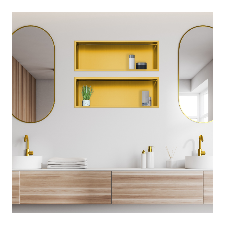 WALL-BOX ONE Gold Półka wnękowa ze stali nierdzewnej złota 60x20x10 cm