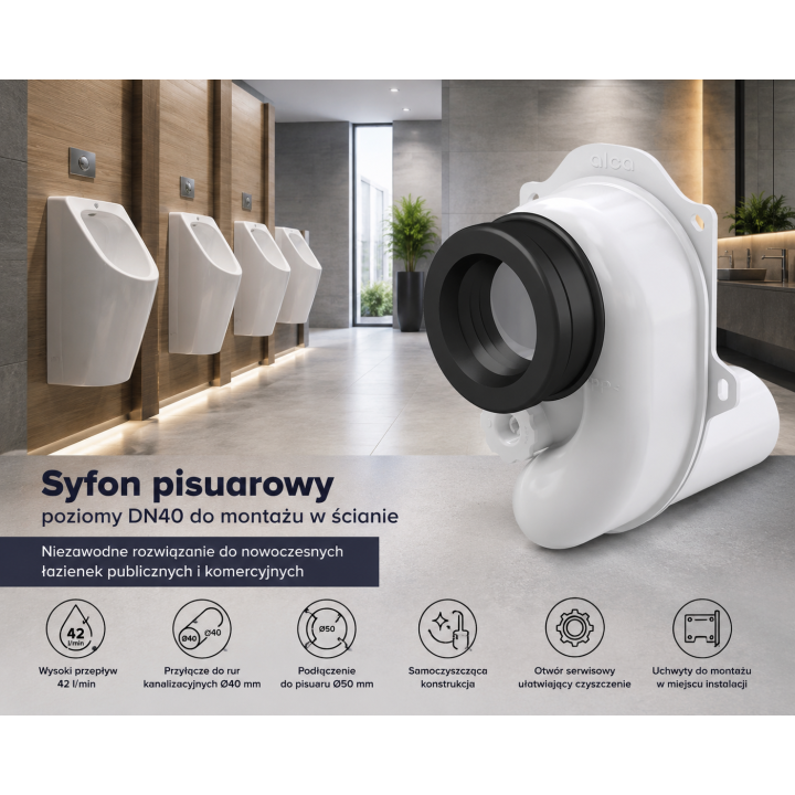 Syfon pisuarowy poziomy DN40