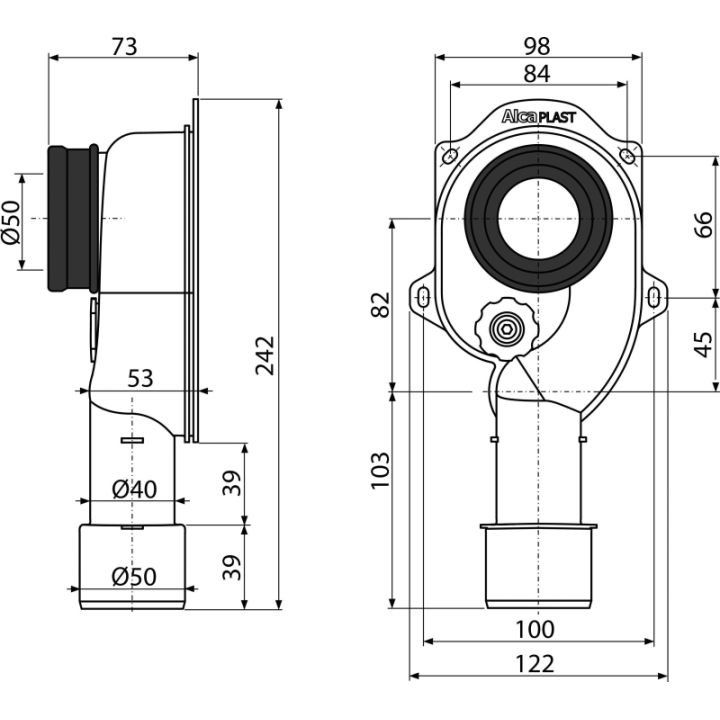Syfon pisuarowy pionowy DN40 i DN50