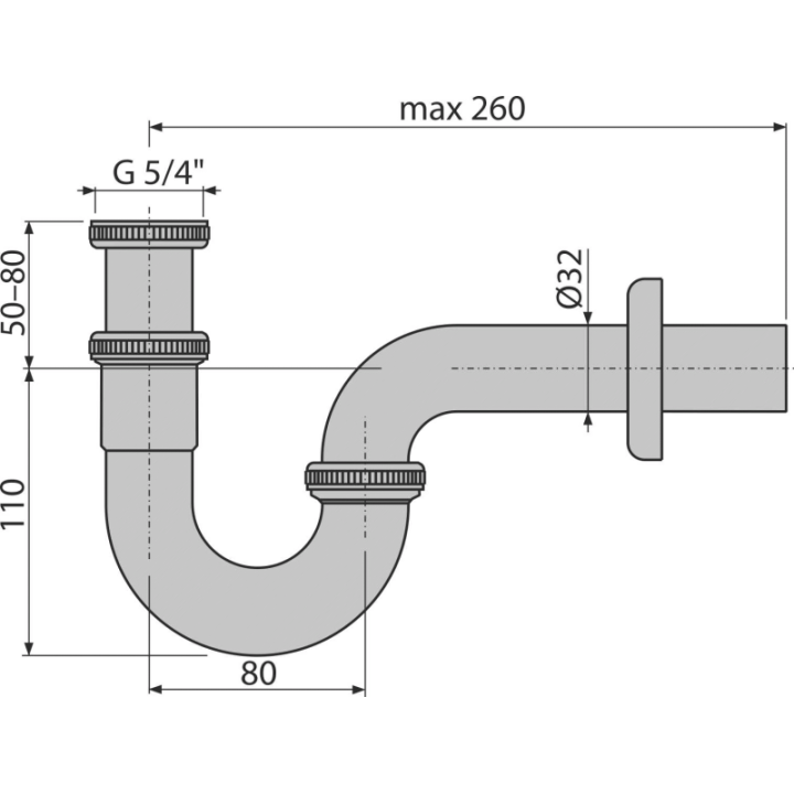 Syfon do bidetu DN32 metal