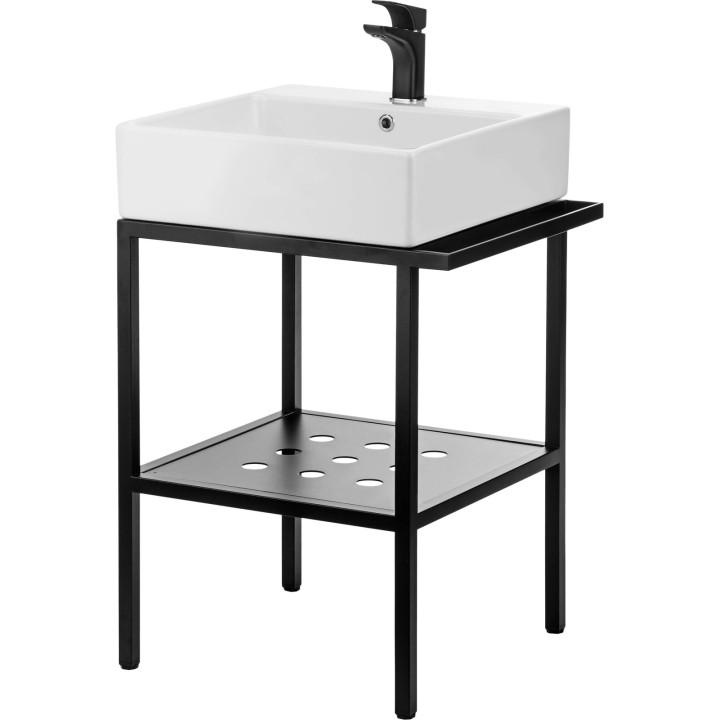 Konsola łazienkowa stojąca z umywalką - 56.5x50 cm nero biały CDTS6U5S