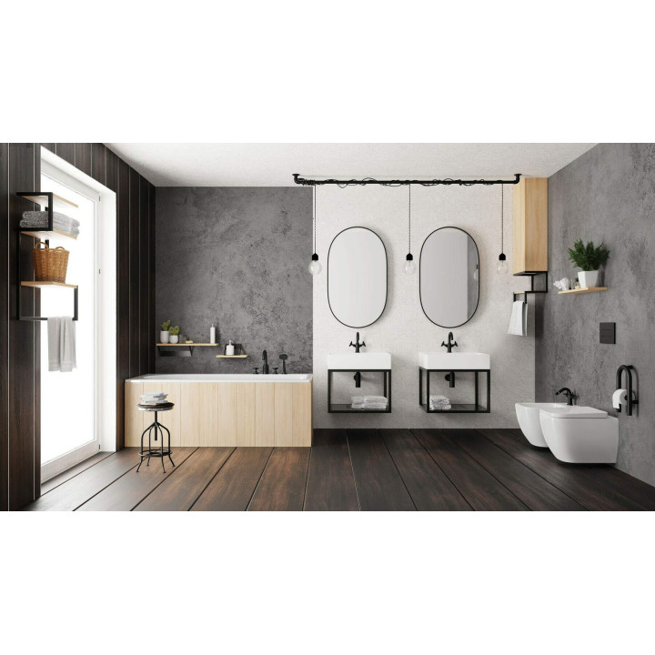 Konsola łazienkowa wisząca z umywalką - 60x50 cm nero biały CDTW6U6S